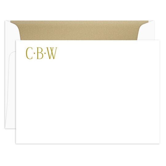 Trio Initial Flat Note Cards - Raised Ink
